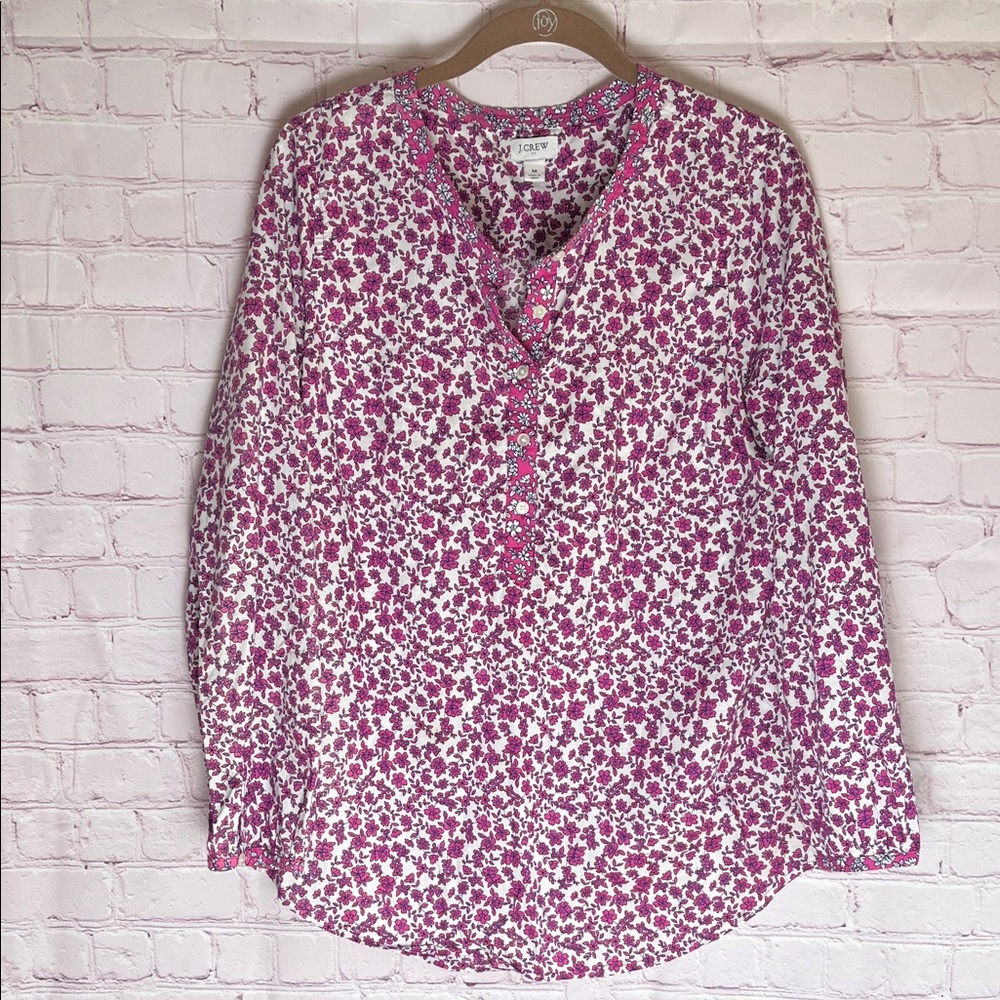 J.‎ Crew Purple Floral Women's long sleeve Blouse Size Medium